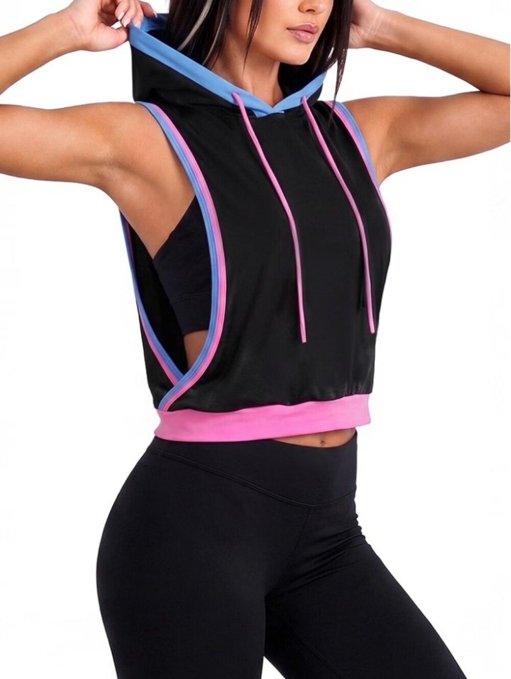 Hilinker Sleeveless Hooded Workout Crop Top Size XL NWT